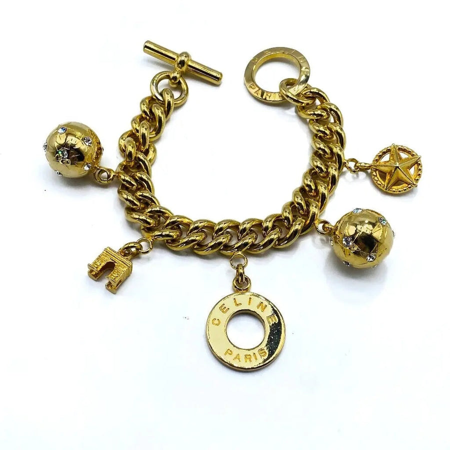 Vintage Celine 1990s Charm Bracelet - 1990 collection Bracelet Jagged Metal 