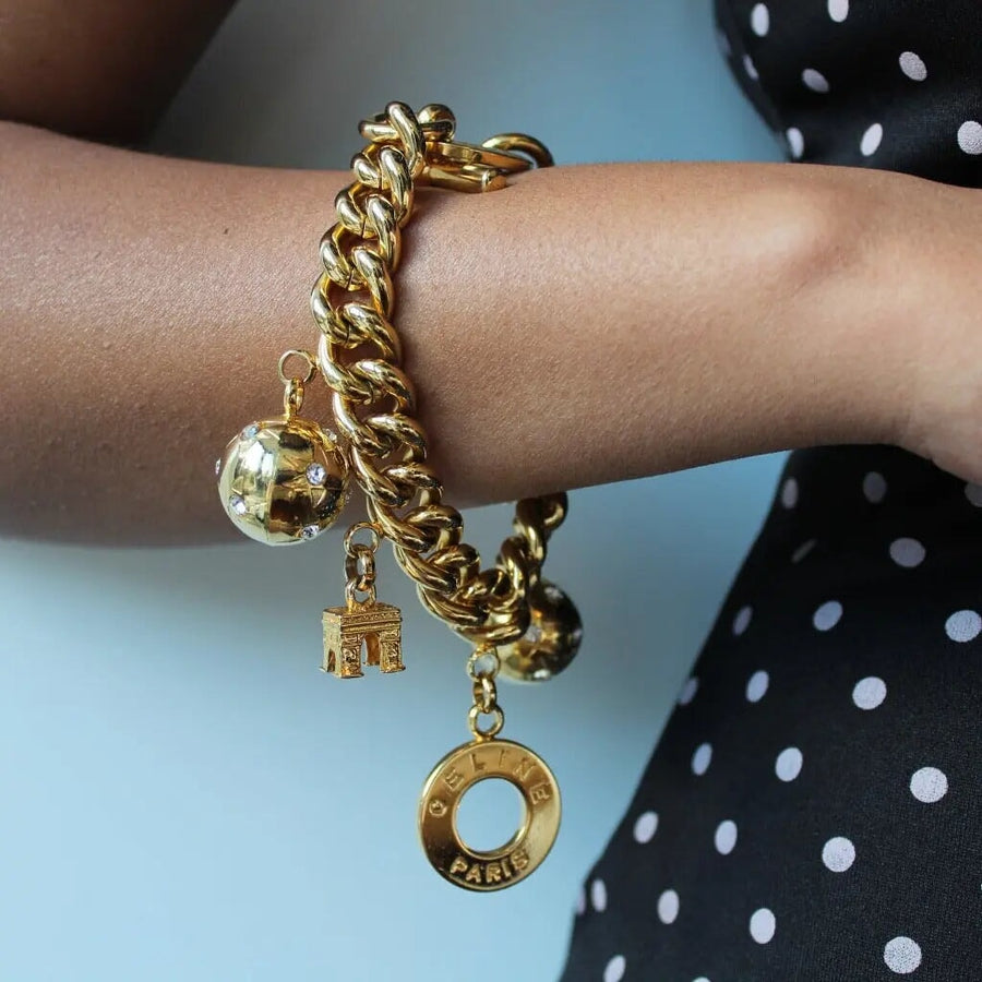 Vintage Celine 1990s Charm Bracelet - 1990 collection Bracelet Jagged Metal 