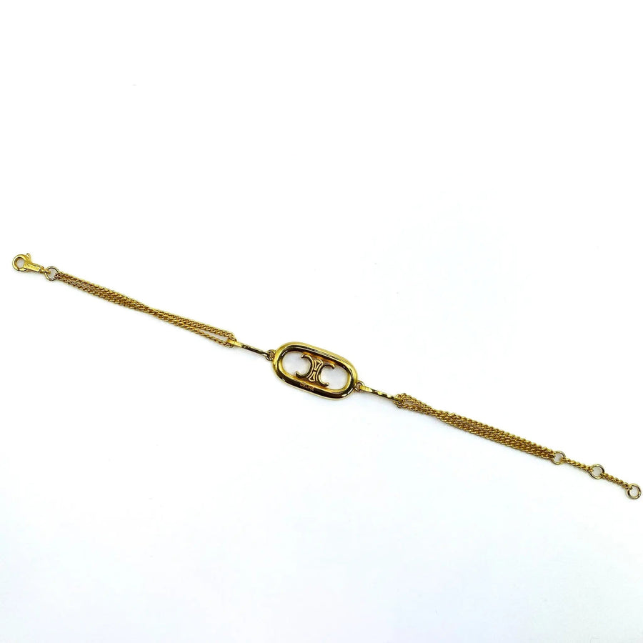 Vintage Celine Bracelet 1980s - Gold plated Bracelet Jagged Metal 