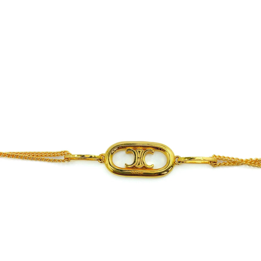 Vintage Celine Bracelet 1980s - Gold plated Bracelet Jagged Metal 