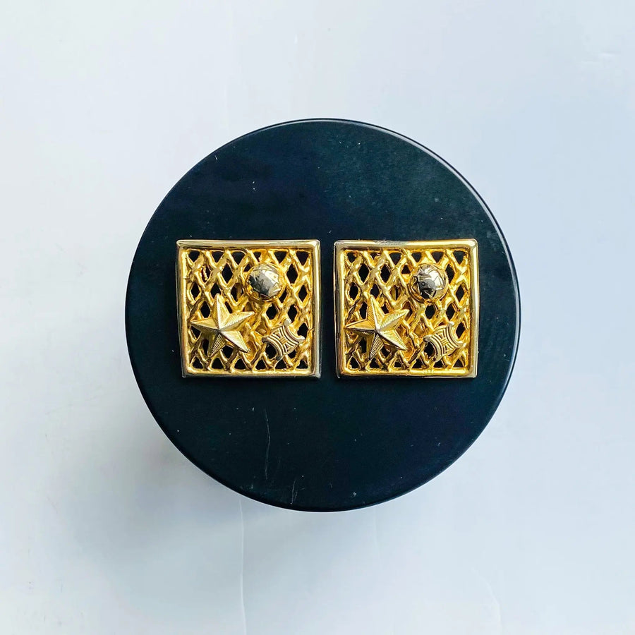 Vintage Celine Earrings 1990s - 1990 Collection earrings Jagged Metal 