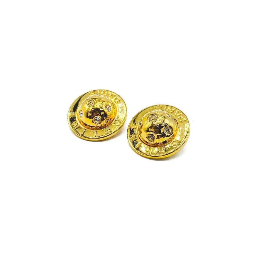 Vintage Celine Earrings 1990s Clip on Earrings Jagged Metal 