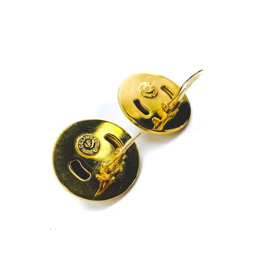 Vintage Celine Earrings 1990s Clip on Earrings Jagged Metal 