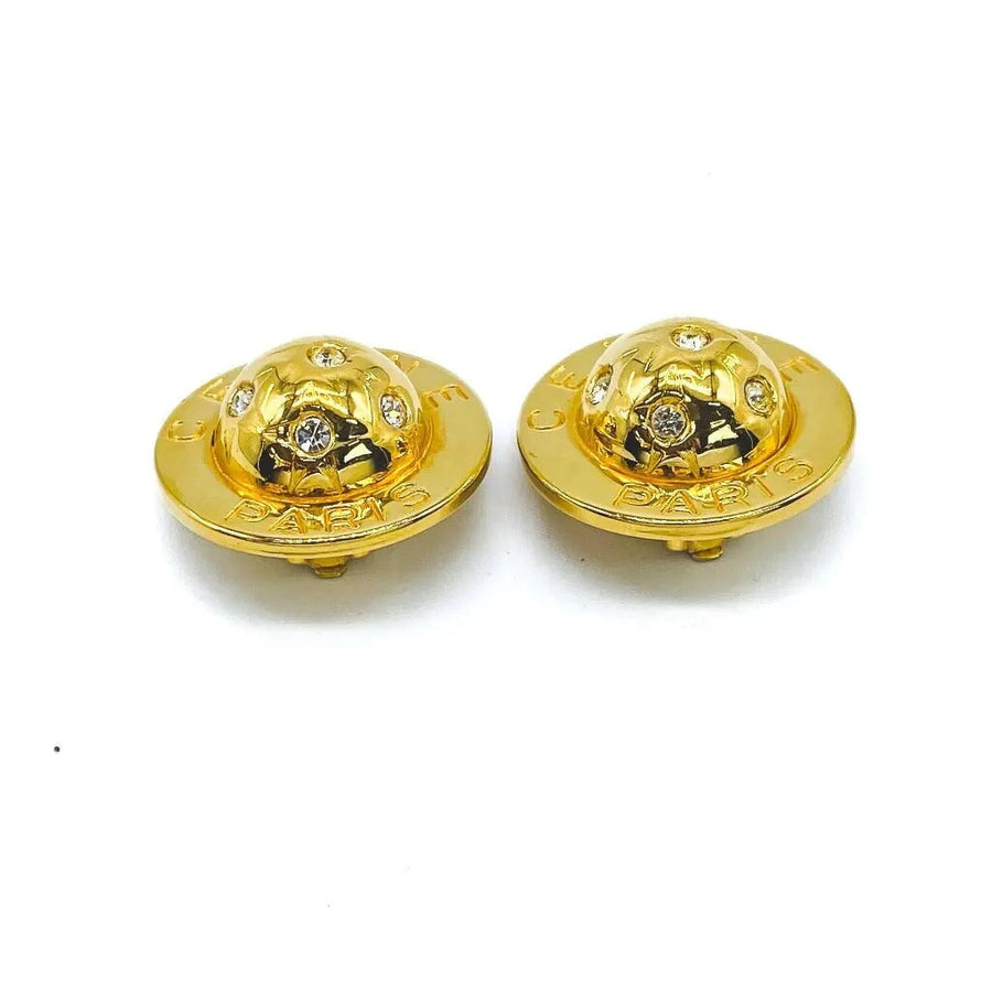 Vintage Celine Earrings 1990s Clip on Earrings Jagged Metal 