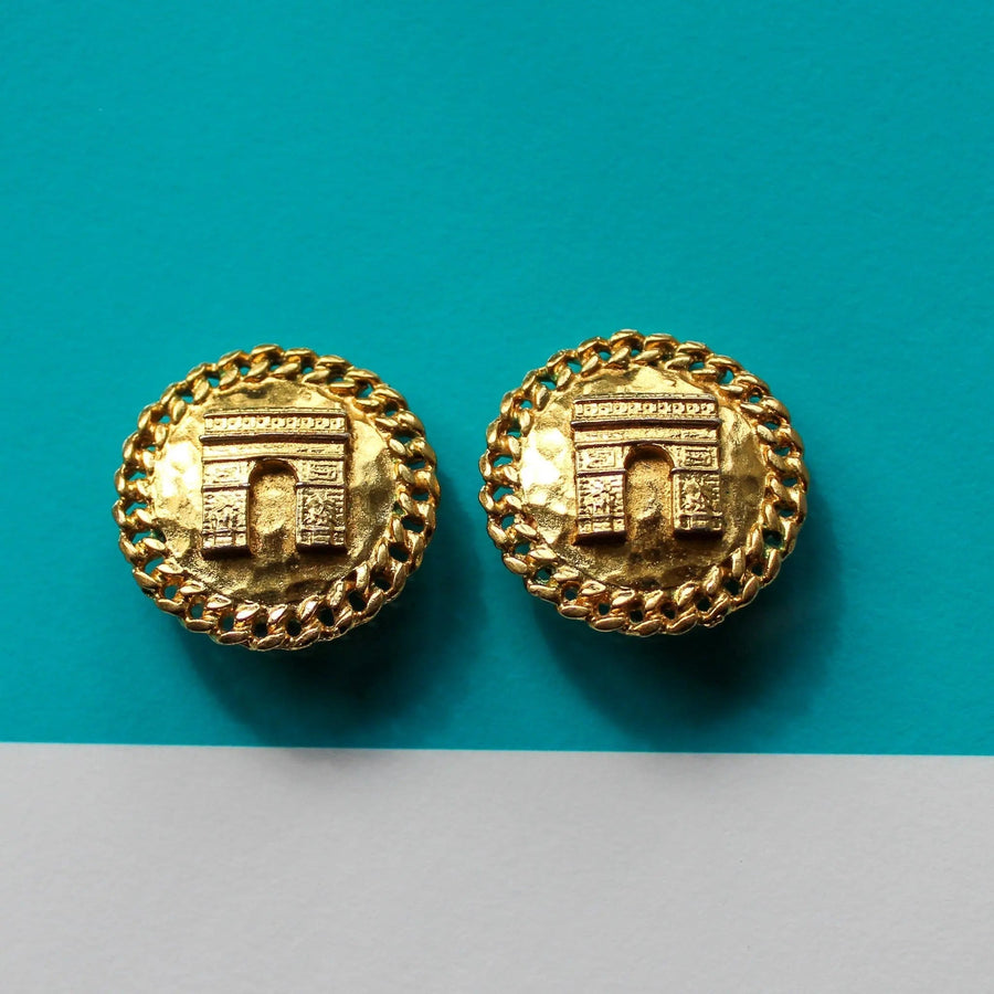 Vintage Celine Earrings 1990s Earrings Jagged Metal 