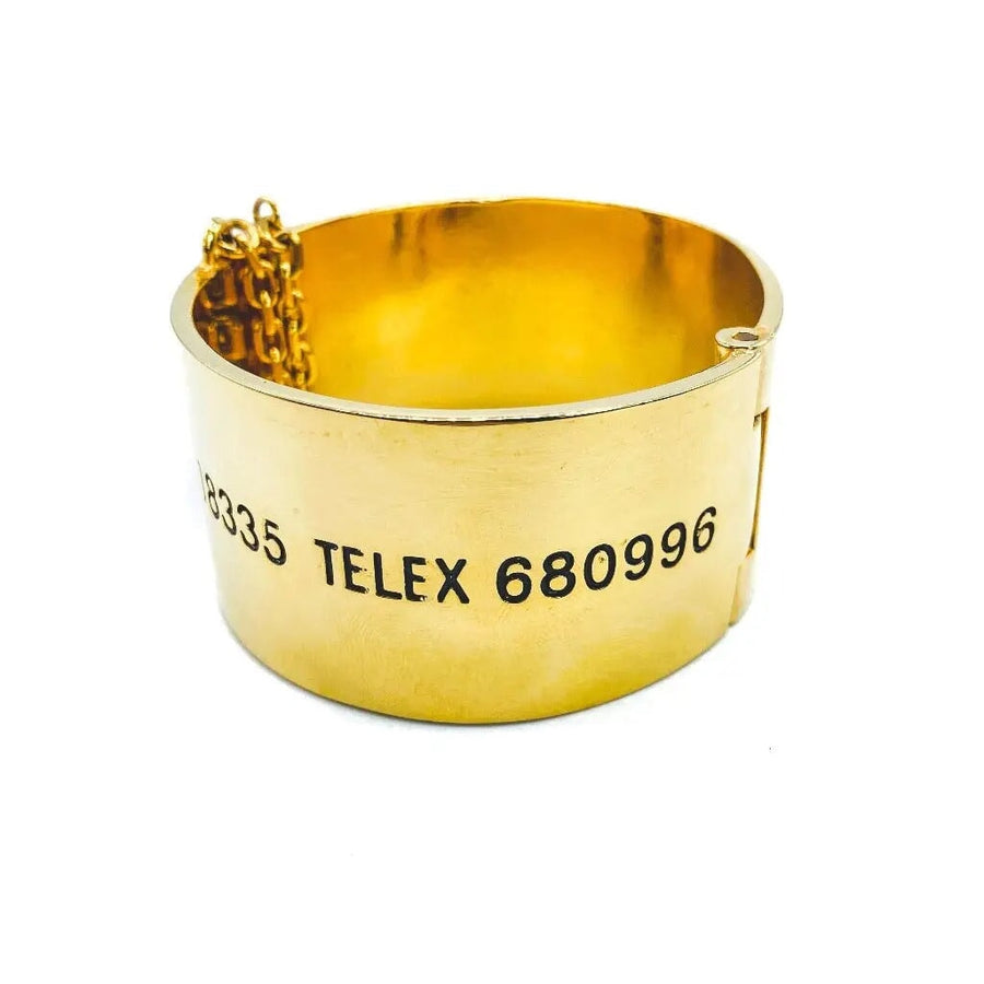 Vintage Chanel 1980s Rue Cambon Runway Cuff Bracelet - 24 Carat Gold Plated Bracelet Jagged Metal 