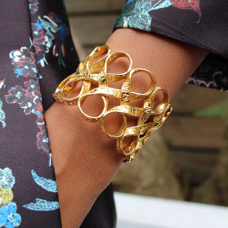 Vintage Chanel 1990s Cuff Bracelet - 1996 Spring Collection Bracelets Jagged Metal 