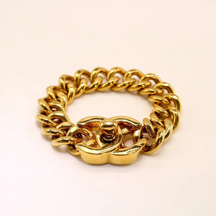 Vintage Chanel 1990s Turnlock Bracelet - 1996 Spring Collection Bracelets Jagged Metal 
