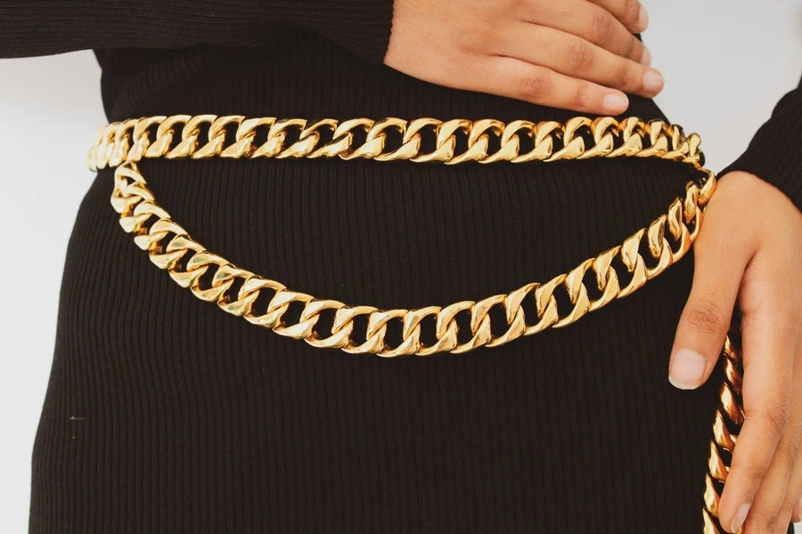 Vintage Chain Belt Chanel Vintage 24k Gold CC Medallion Layered