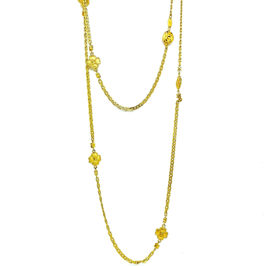 Vintage Chanel Necklace 1980s - 1983 Collection - Four Leaf Clover Necklaces Jagged Metal 