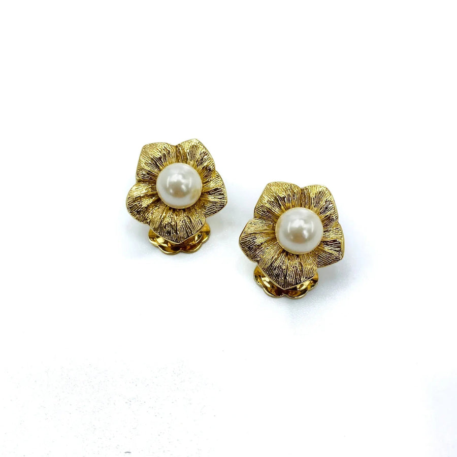 Vintage Christian Dior Earrings 1980s - Clip On Earrings Jagged Metal 