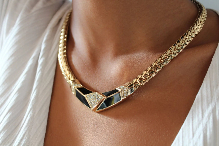 Vintage Christian Dior Necklace 1980s Necklace Jagged Metal 