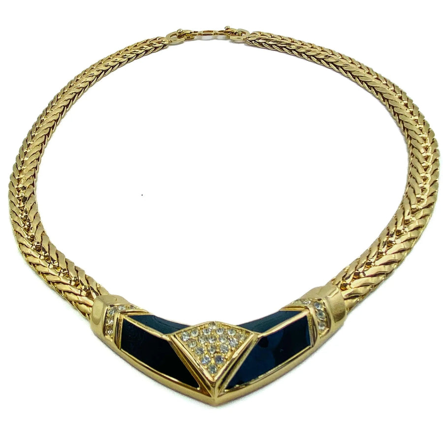 Vintage Christian Dior Necklace 1980s Necklace Jagged Metal 