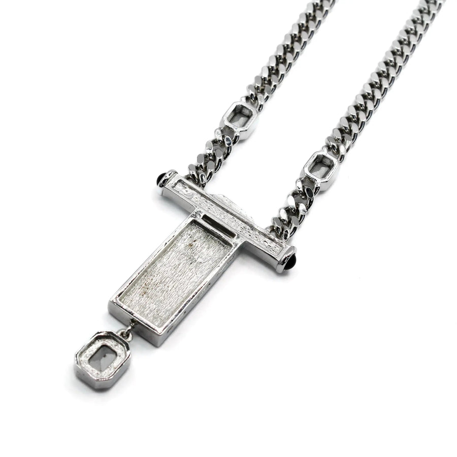 Vintage Dior Necklace 1980s, Silver Plated Necklace Jagged Metal 