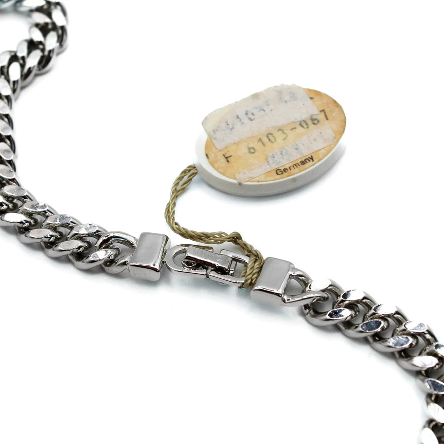 Vintage Dior Necklace 1980s, Silver Plated Necklace Jagged Metal 