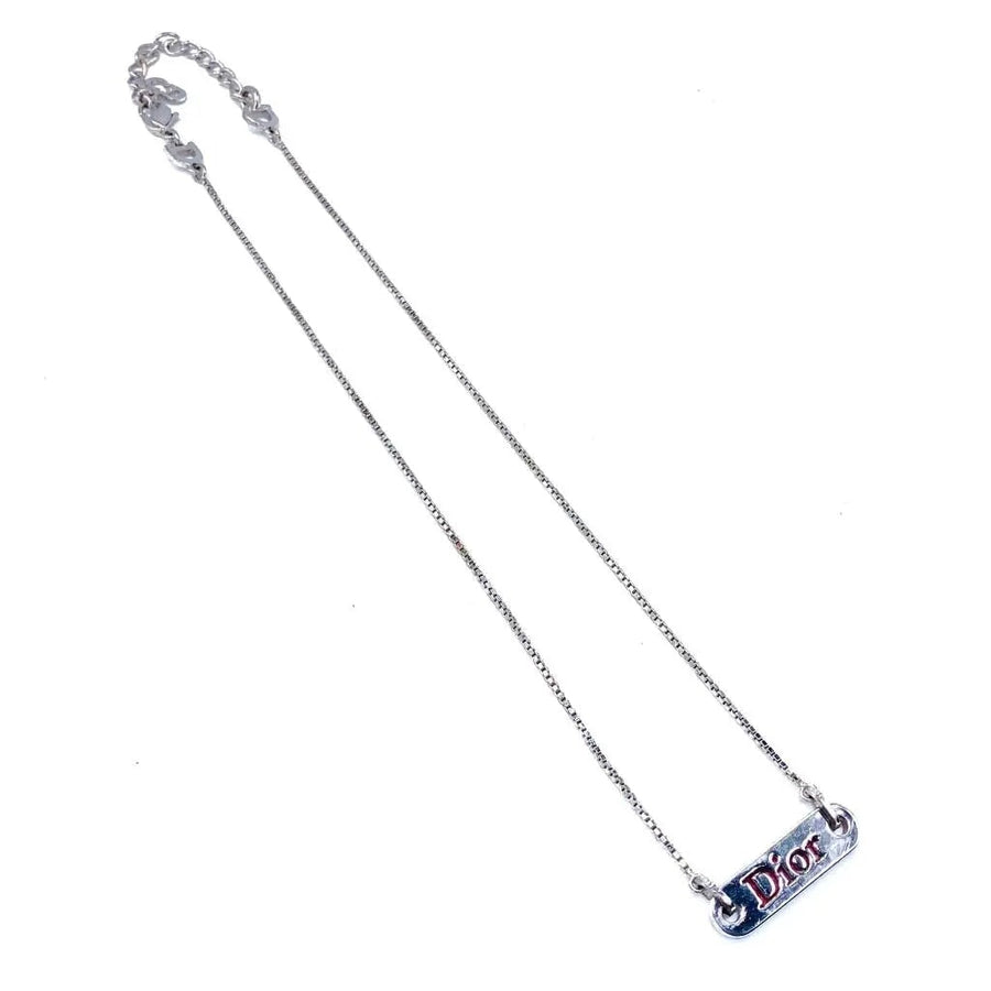 Vintage Dior Necklace Y2K - Silver Plated Necklace Jagged Metal 