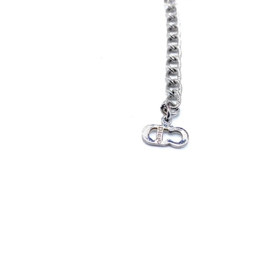 Vintage Dior Necklace Y2K - Silver Plated Necklace Jagged Metal 