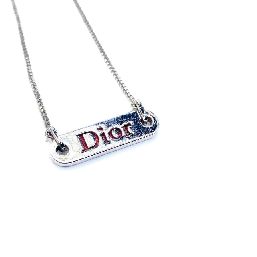 Vintage Dior Necklace Y2K - Silver Plated Necklace Jagged Metal 