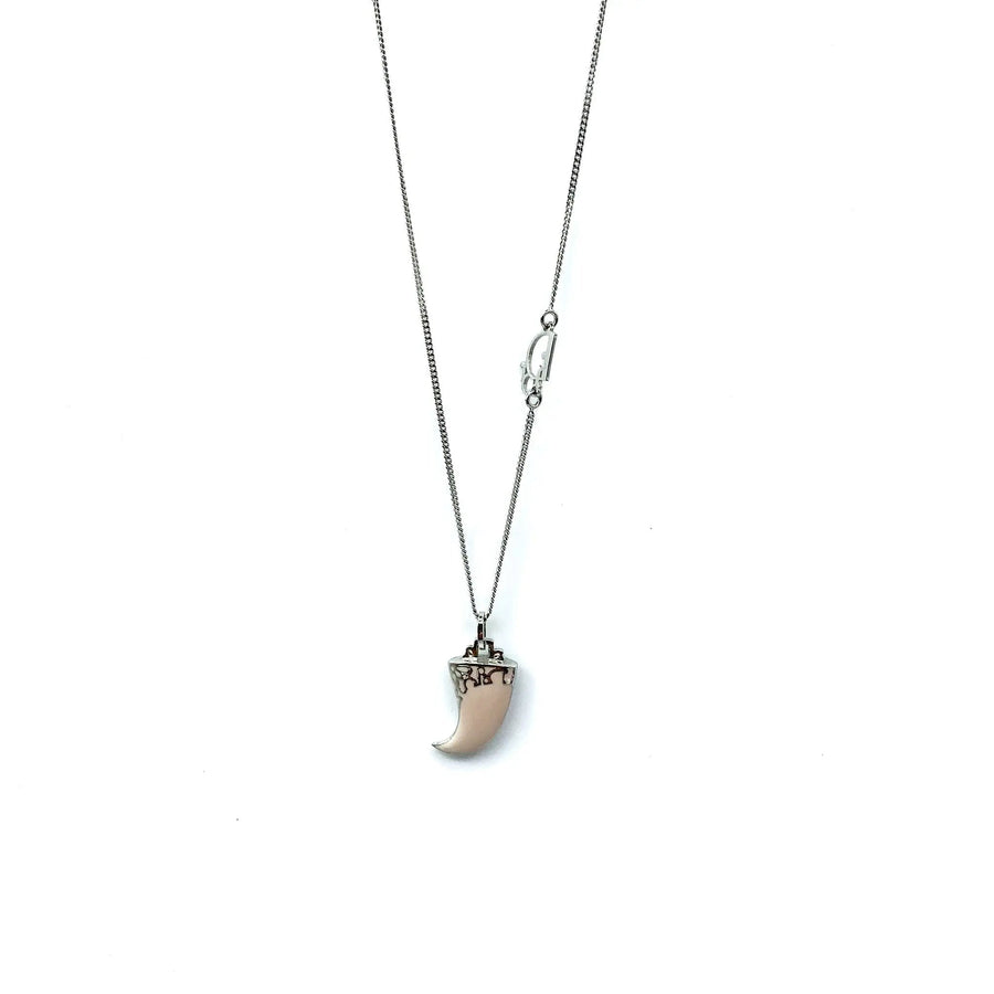 Vintage Dior Necklace, Y2K - Silver Plated Trotter Pattern Necklaces Jagged Metal 