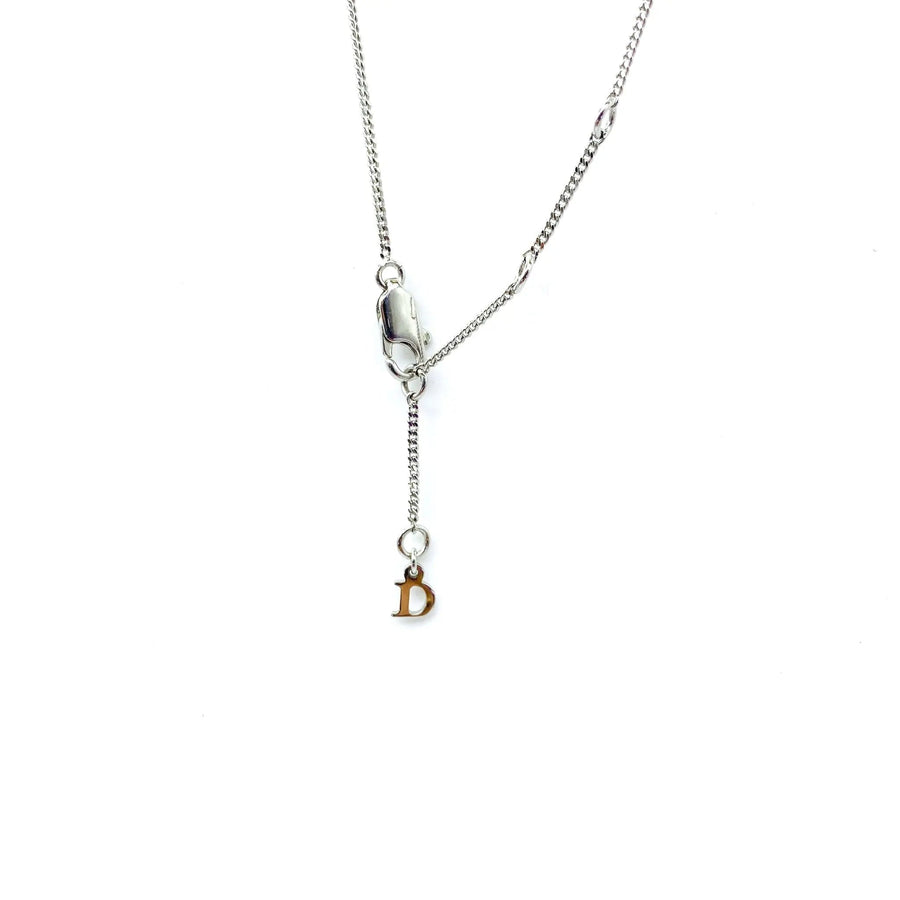 Vintage Dior Necklace, Y2K - Silver Plated Trotter Pattern Necklaces Jagged Metal 