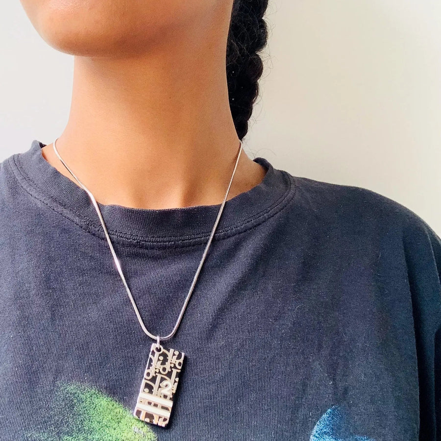 Vintage Dior Necklace, Y2K Trotter Collection, Silver Plated Necklaces Jagged Metal 