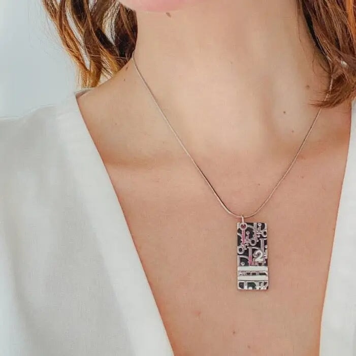 Vintage Dior Necklace, Y2K Trotter Collection, Silver Plated Necklaces Jagged Metal 