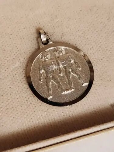 Vintage Gemini Charm Pendant 1960s Krementz, Sterling Silver Charms & Pendants Jagged Metal 