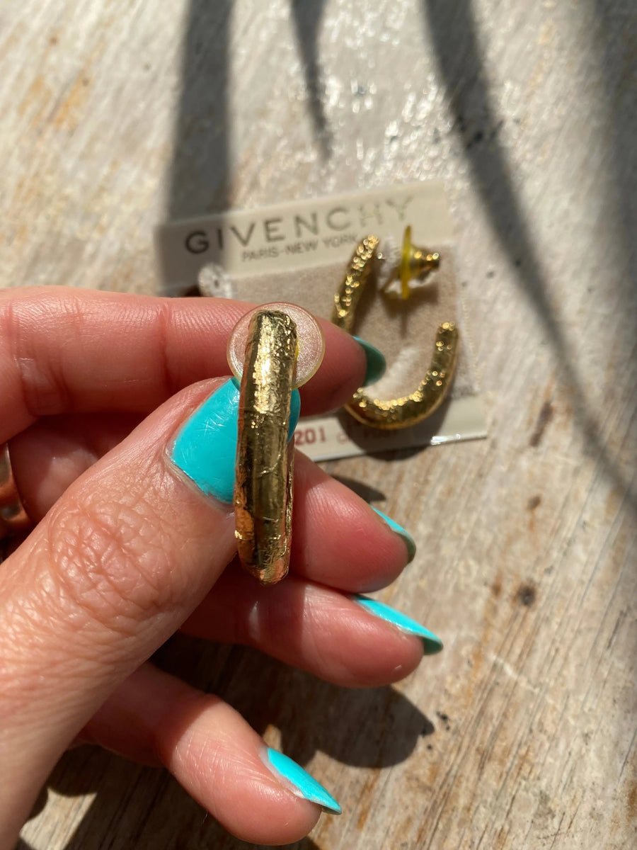 Vintage Givenchy 1980s Earrings, for pierced ears - Jagged Metal