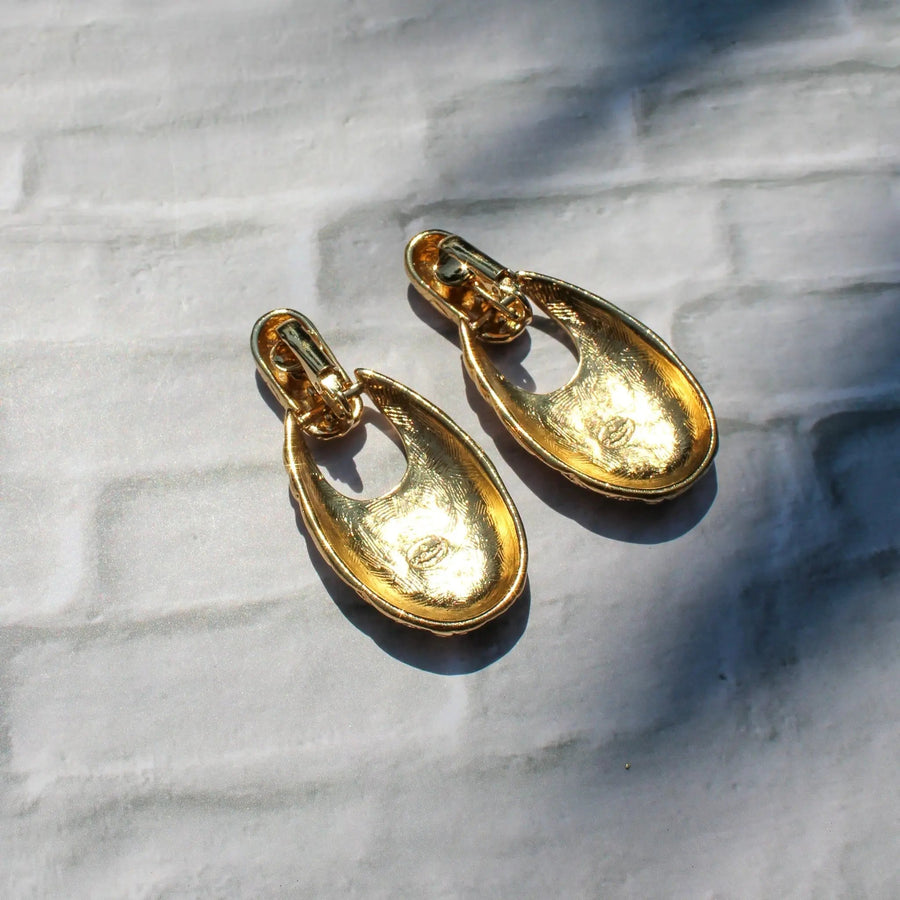 Vintage Givenchy Earrings 1980s Clip On, Dynasty era Earrings Jagged Metal 