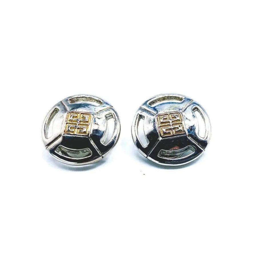 Vintage Givenchy Earrings 1980s Silver Plated Earrings Jagged Metal 
