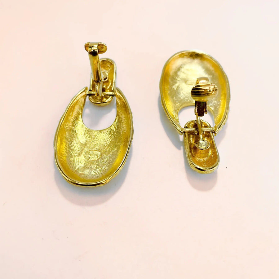 Vintage Givenchy Earrings 1980s, Dynasty era Earrings Jagged Metal 