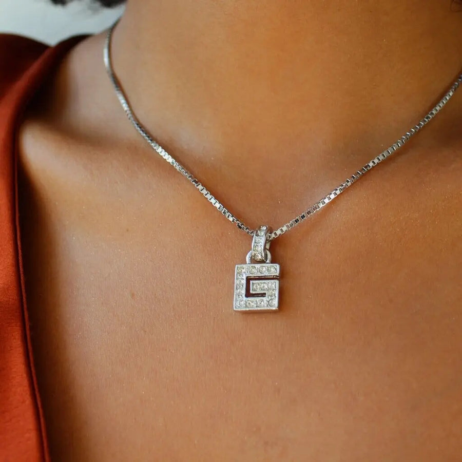 Vintage Givenchy Silver Plated Necklace 1980s Necklace Jagged Metal 