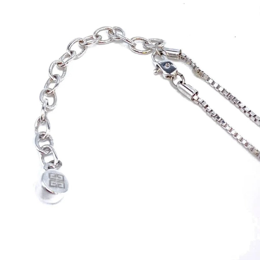 Vintage Givenchy Silver Plated Necklace 1980s Necklace Jagged Metal 