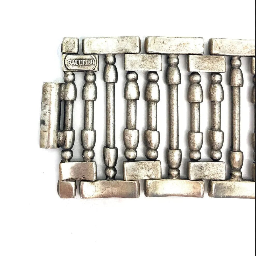 Vintage Jean Paul Gaultier Silver Plated Bracelet 1990s Bracelets Jagged Metal 
