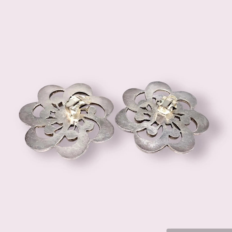 Vintage Karl Lagerfeld Statement Earrings, Silver Plated Earrings Jagged Metal 