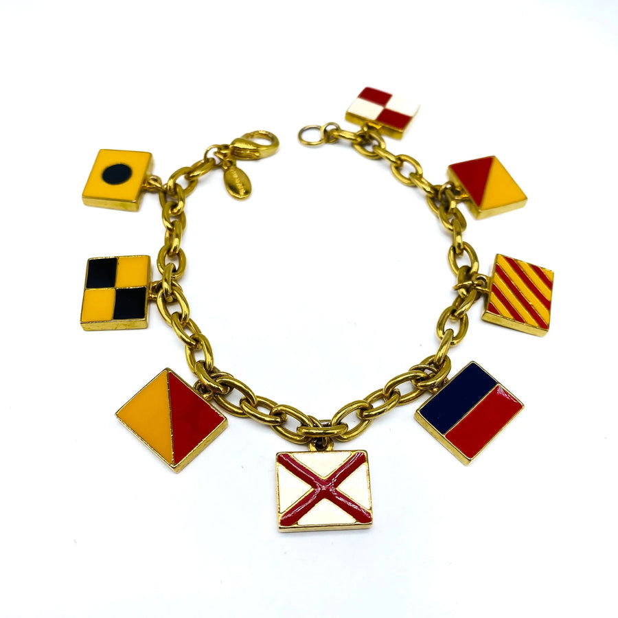 Vintage Kenneth Jay Lane 1990s Charm Bracelet Bracelet Jagged Metal 