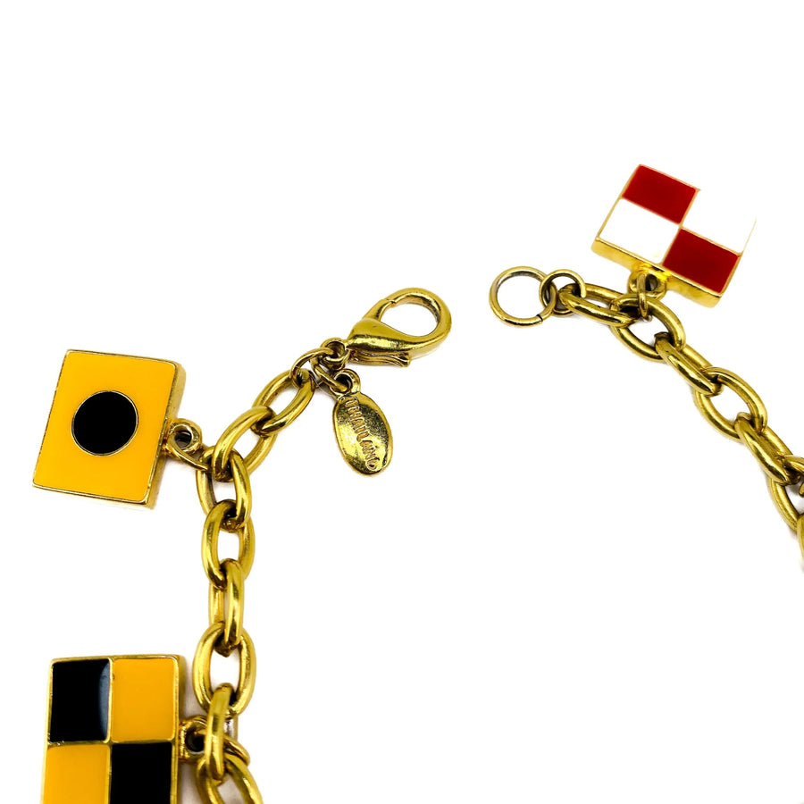 Vintage Kenneth Jay Lane 1990s Charm Bracelet Bracelet Jagged Metal 