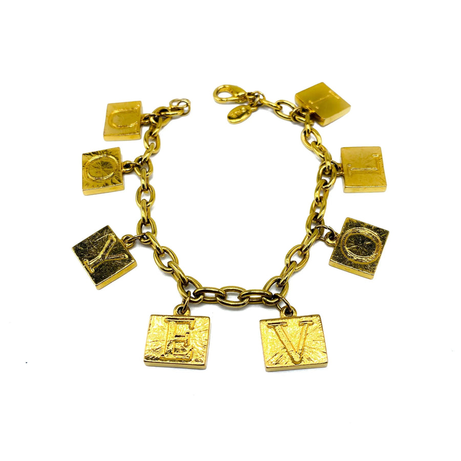 Vintage Kenneth Jay Lane 1990s Charm Bracelet Bracelet Jagged Metal 