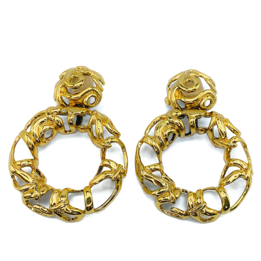 Vintage Les Bernard Oversized Earrings Earrings Jagged Metal 
