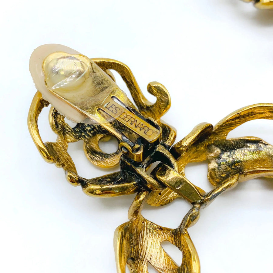 Vintage Les Bernard Oversized Earrings Earrings Jagged Metal 