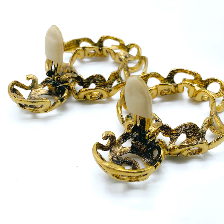 Vintage Les Bernard Oversized Earrings Earrings Jagged Metal 