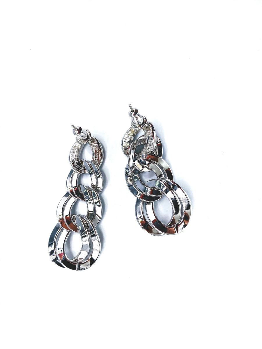 Vintage Monet 1980s Earrings Silver Plated Earrings Jagged Metal 