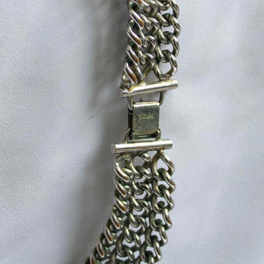 Vintage Monet 1980s Necklace - Silver plated Collar Necklaces Jagged Metal 