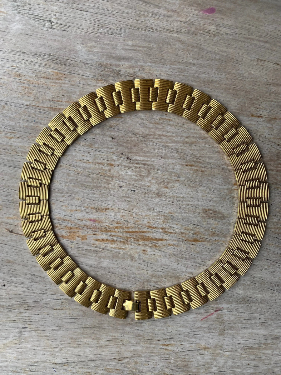 Vintage Monet 1980s Necklace and Bracelet set Jewelry Sets Jagged Metal 