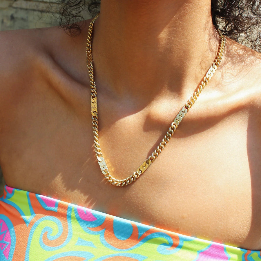 Vintage Monet 1980s Necklace, Gold Plated Chain Necklaces Jagged Metal 