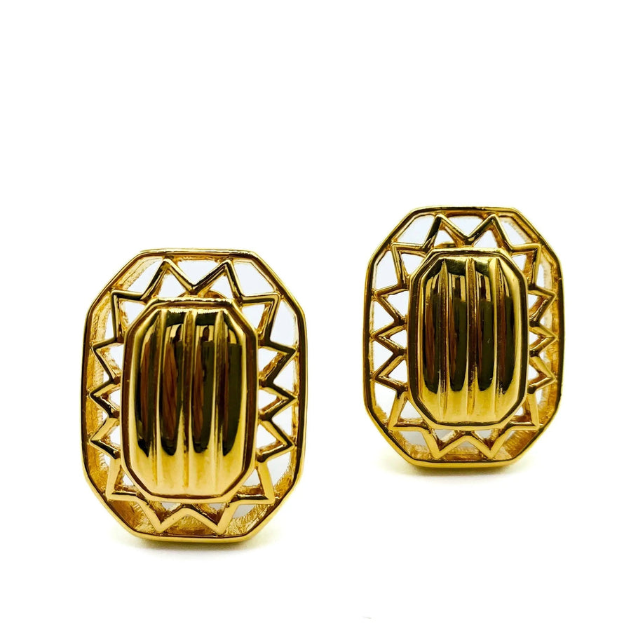 Vintage Monet Clip on Earrings 1980s Earrings Jagged Metal 
