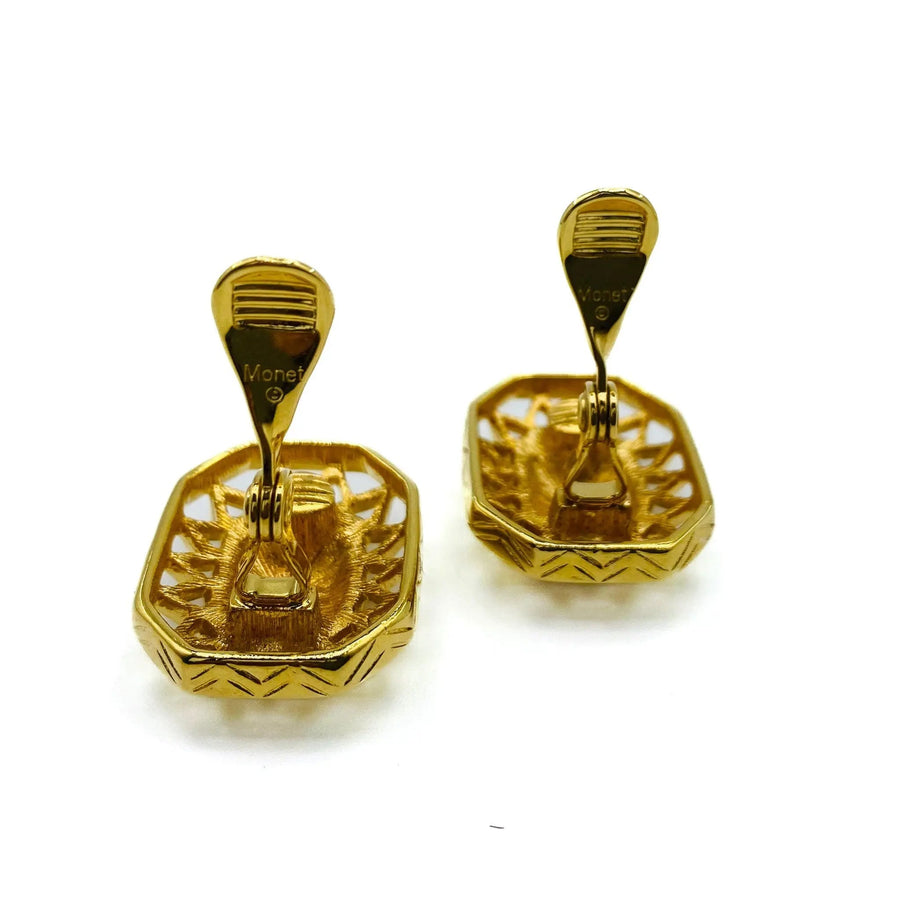 Vintage Monet Clip on Earrings 1980s Earrings Jagged Metal 