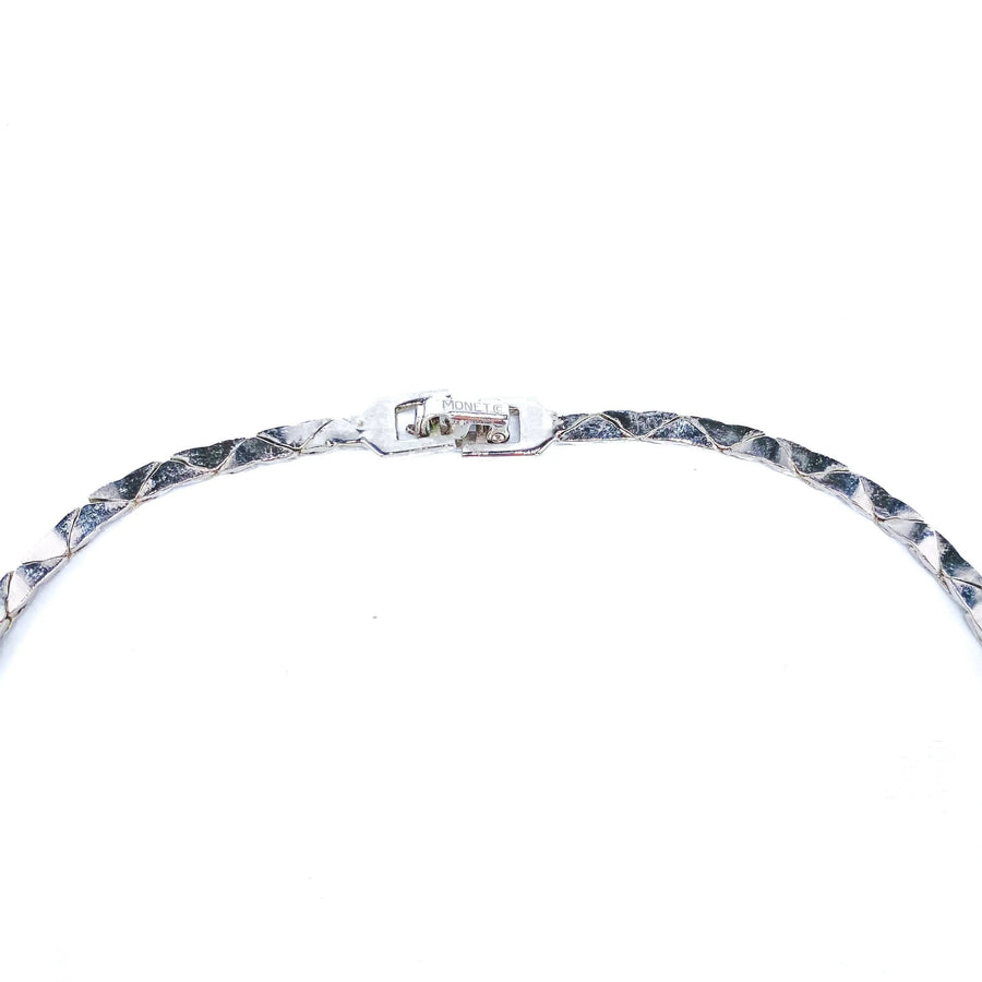 Vintage Monet Necklace 1980s - Silver Plated Necklaces Jagged Metal 