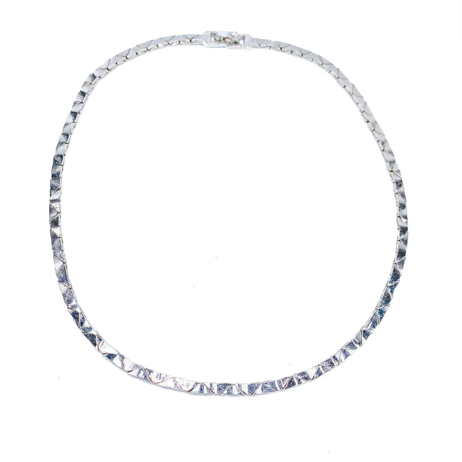 Vintage Monet Necklace 1980s - Silver Plated Necklaces Jagged Metal 