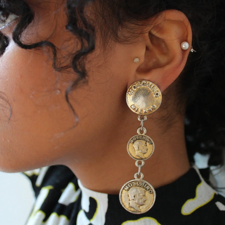 Vintage Moschino Earrings 1980s Earrings Jagged Metal 